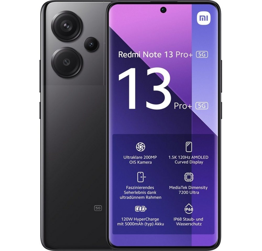 Xiaomi Redmi Note 13 Pro+ 5G 256 GB / 8 GB - Smartphone - midnight black Smartphone (6,67 Zoll) von Xiaomi
