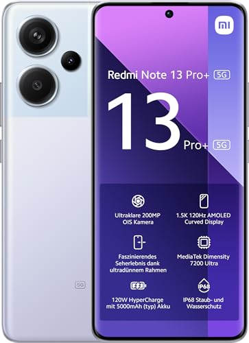 Xiaomi Redmi Note 13 Pro+ 5G Smartphone, 12+512GB Handy ohne Vertrag, Lila von Xiaomi