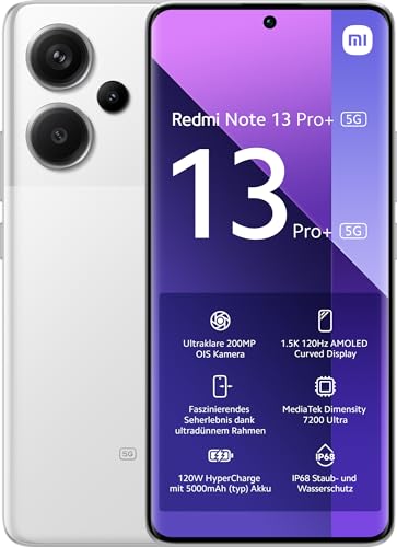 Xiaomi Redmi Note 13 Pro+ 5G Smartphone, 12+512GB Handy ohne Vertrag, Weiß von Xiaomi