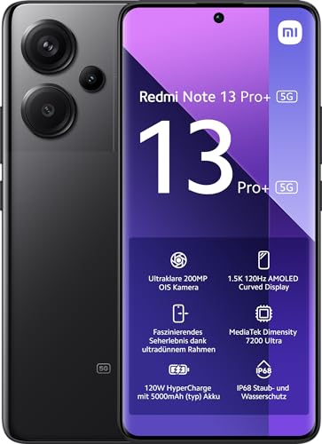 Xiaomi Redmi Note 13 Pro+ 5G Smartphone, 8+256GB Handy ohne Vertrag, Schwarz von Xiaomi
