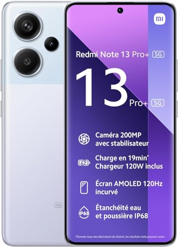Xiaomi Redmi Note 13 Pro+ 5G Smartphone 8+256GB, 6.67 Super QPD, 120W HyperCharge, 2.8GHz，White von Xiaomi