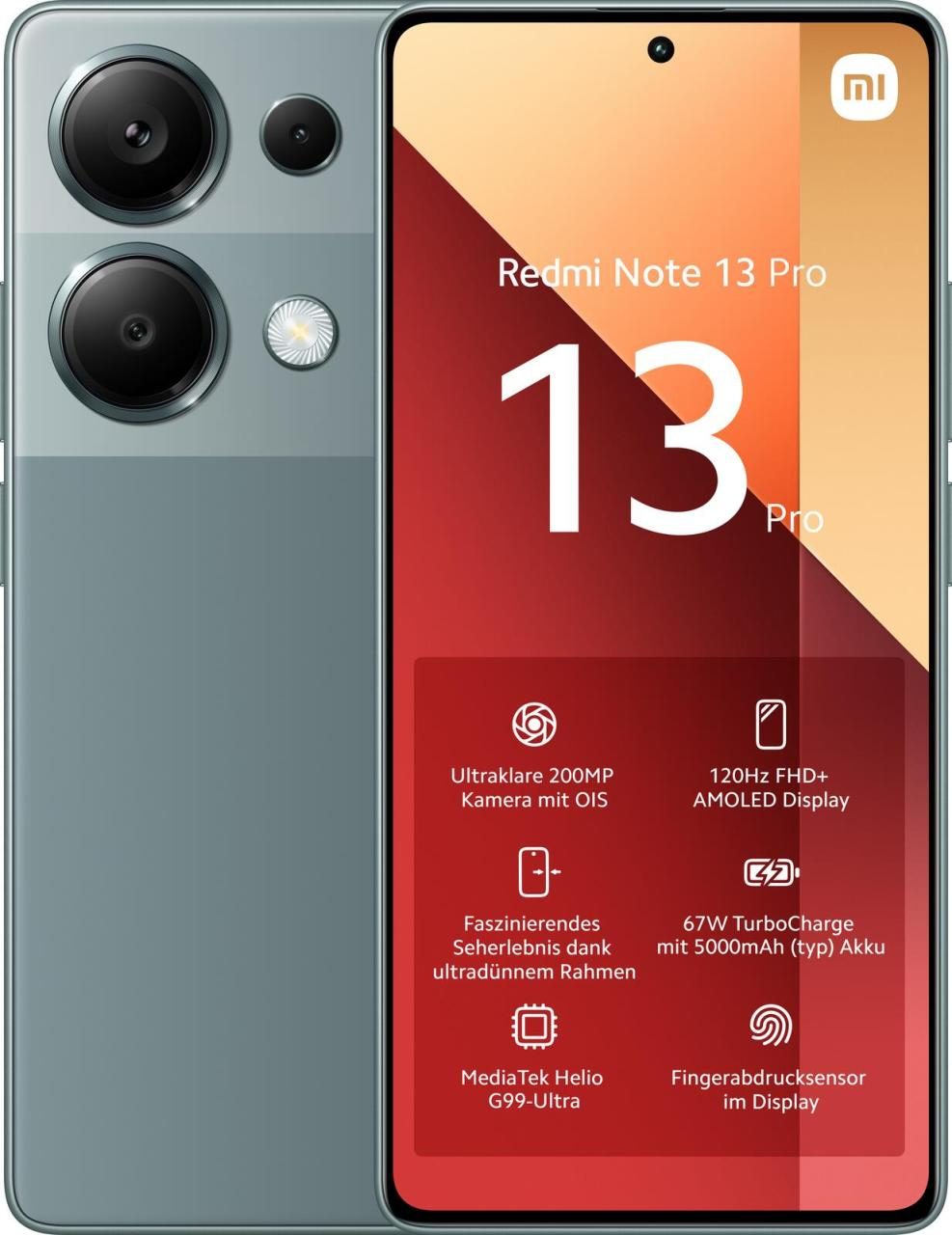 Xiaomi Redmi Note 13 Pro -4G- 256GB/8GB Dual-SIM, grün Xiaomi Redmi Note 13 Pro -4G- 256GB/8GB Dual-SIM, grün von Xiaomi