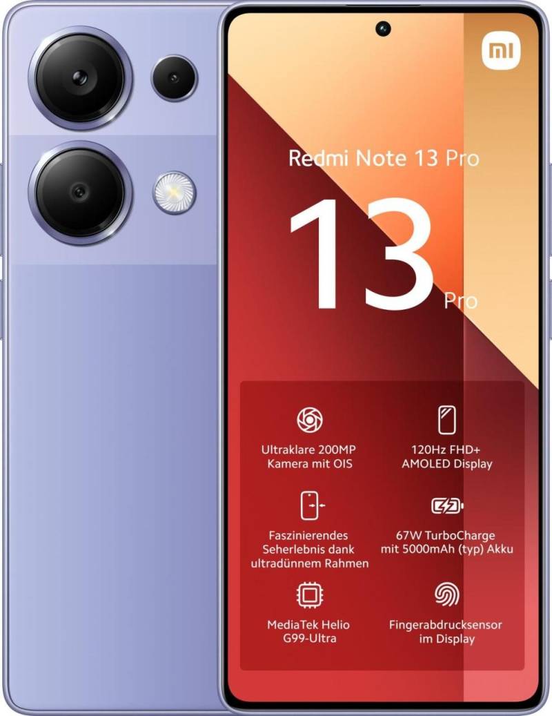 Xiaomi Redmi Note 13 Pro -4G- 256GB/8GB Dual-SIM, lavendel von Xiaomi