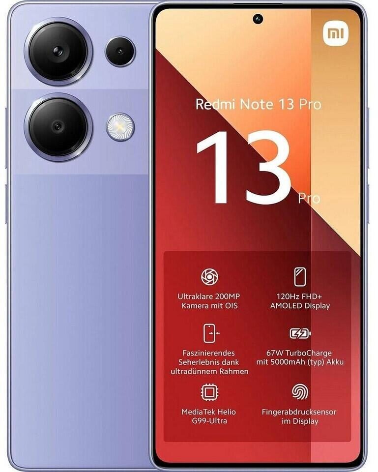 Xiaomi Redmi Note 13 Pro -4G- 512GB/12GB Dual-SIM, lavendel Xiaomi Redmi Note 13 Pro -4G- 512GB/12GB Dual-SIM, lavendel von Xiaomi