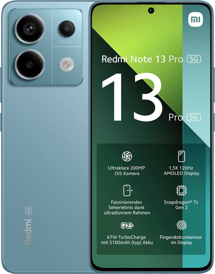 Xiaomi Redmi Note 13 Pro 5G 256Gb Smartphone (16,94 cm/6,67 Zoll, 256 GB Speicherplatz, 200 MP Kamera) von Xiaomi