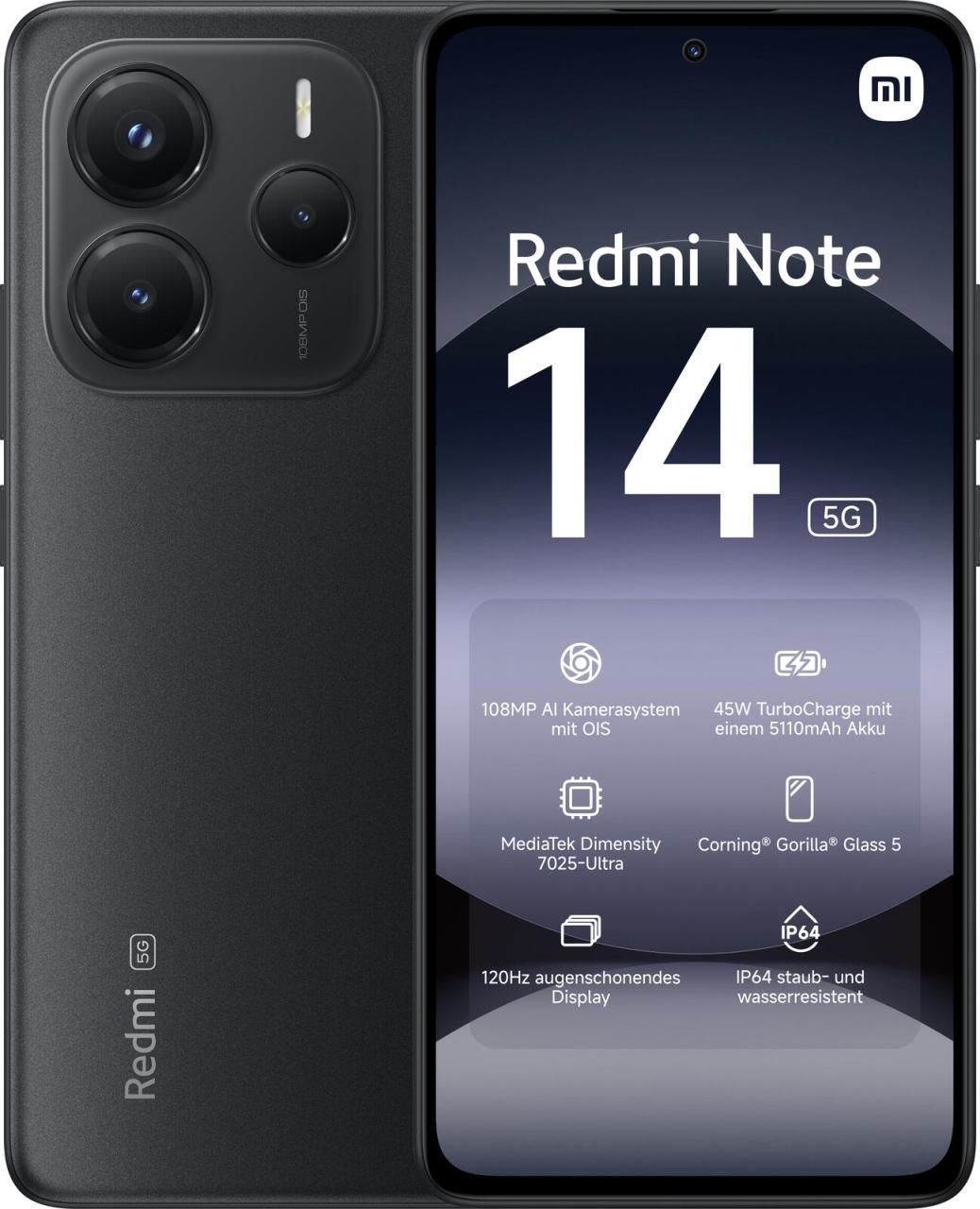 Xiaomi Redmi Note 14 256 GB/8 GB, schwarz Xiaomi Redmi Note 14 256 GB/8 GB, schwarz von Xiaomi