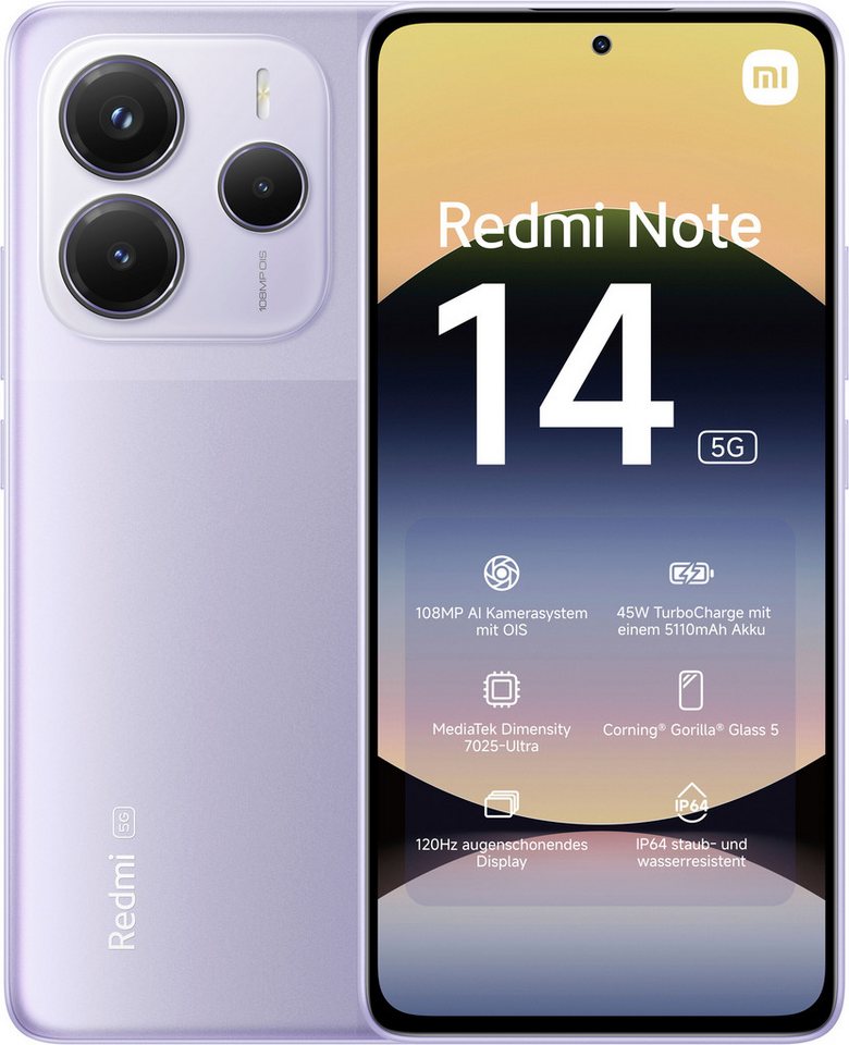 Xiaomi Redmi Note 14 5G Smartphone (16,94 cm/6,67 Zoll, 256 GB Speicherplatz, 108 MP Kamera) von Xiaomi