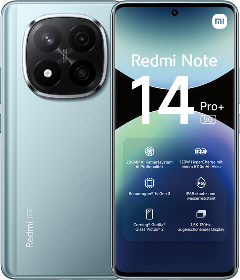 Xiaomi Redmi Note 14 Pro+ 5G 8GB RAM 256GB Dual-SIM spectre blue Xiaomi Redmi Note 14 Pro+ 5G 8GB RAM 256GB Dual-SIM spectre blue von Xiaomi