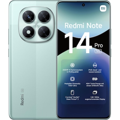 Xiaomi Redmi Note 14 Pro 5G 8/256GB Dual-SIM Smartphone coral green von Xiaomi