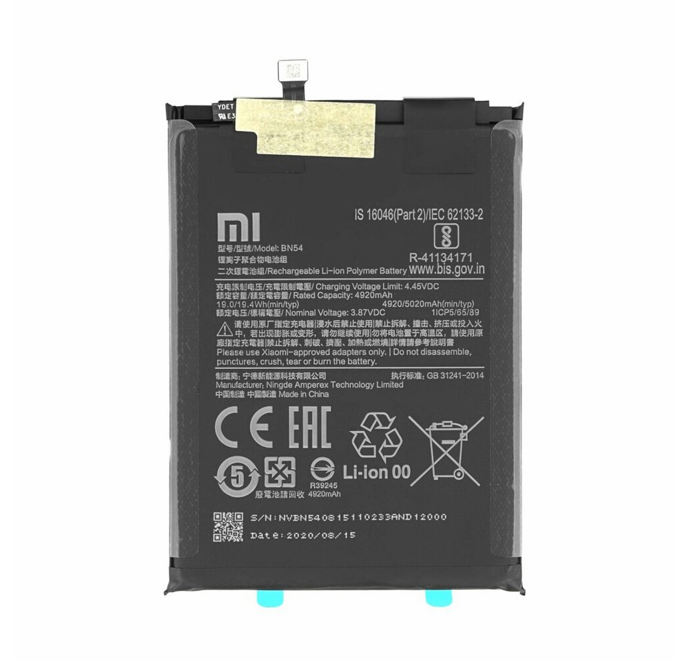 Xiaomi Original BN54 Akku für Xiaomi Redmi 9 Redmi Note 9 5020 mAh 460200003P Handy-Akku (1 St) von Xiaomi