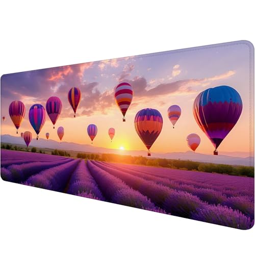 Gaming Mauspad 1000 x 400 x 3 mm, Landschaft Mousepad XXL Groß Mauspad Heißluftballon Schreibtischunterlage mit Vernähte Kanten, Wasserdicht Mouse Pad, Verbessert Präzision und Geschwindigkei J-0 von Xiaonu