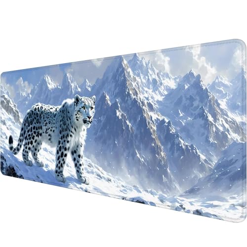 Gaming Mauspad 1000 x 400 x 3 mm, Weiß Mousepad XXL Groß Mauspad Leopard Schreibtischunterlage mit Vernähte Kanten, Wasserdicht Anti-Rutsch Mouse Pad, Verbessert Präzision und Geschwindigkei C-8 von Xiaonu