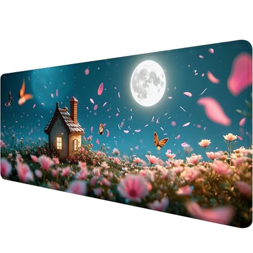 Gaming Mauspad 1200 x 400 x 3 mm, Landschaft Mousepad XXL Groß Mauspad Mond Schreibtischunterlage mit Vernähte Kanten, Wasserdicht Anti-Rutsch Mouse Pad, Verbessert Präzision und Geschwindigkei U-1 von Xiaonu