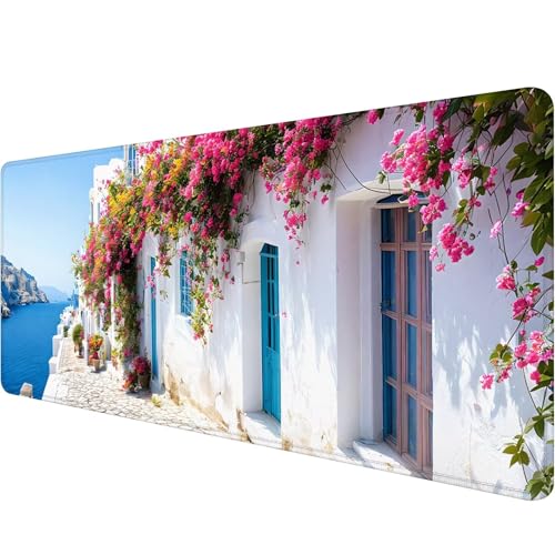 Gaming Mauspad 1200 x 400 x 3 mm, Landschaft Mousepad XXL Groß Mauspad Weiß Schreibtischunterlage mit Vernähte Kanten, Wasserdicht Anti-Rutsch Mouse Pad, Verbessert Präzision und Geschwindigkei A-4 von Xiaonu