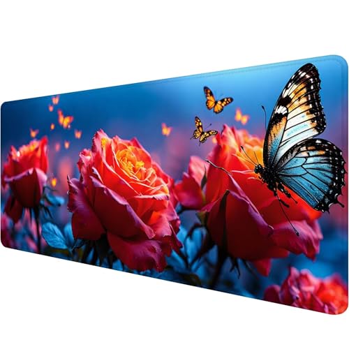 Gaming Mauspad 800 x 300 x 3 mm, Rot Mousepad XXL Groß Mauspad Rose Schreibtischunterlage mit Vernähte Kanten, Wasserdicht Mouse Pad, Verbessert Präzision und Geschwindigkei,Geschenke für Männer J-2 Gaming Mauspad 800 x 300 x 3 mm, Rot Mousepad XXL Groß Mauspad Rose Schreibtischunterlage mit Vernähte Kanten, Wasserdicht Mouse Pad, Verbessert Präzision und Geschwindigkei,Geschenke für Männer J-2 von Xiaonu