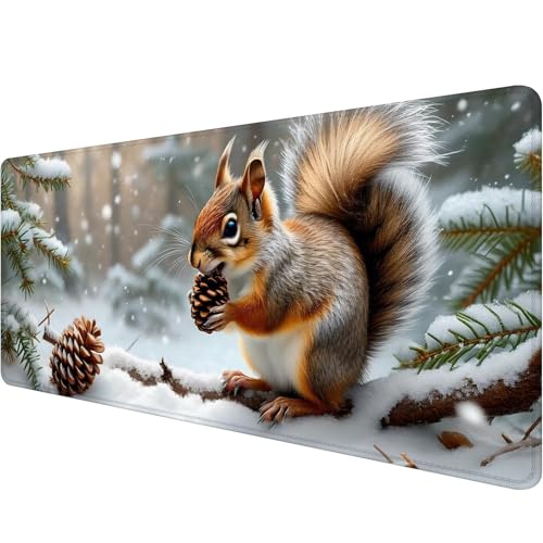 Gaming Mauspad 800 x 300 x 3 mm, Weiß Mousepad XXL Groß Mauspad Eichhörnchen Schreibtischunterlage mit Vernähte Kanten, Wasserdicht Anti-Rutsch Mouse Pad, Verbessert Präzision und Geschwindigkei I-9 von Xiaonu