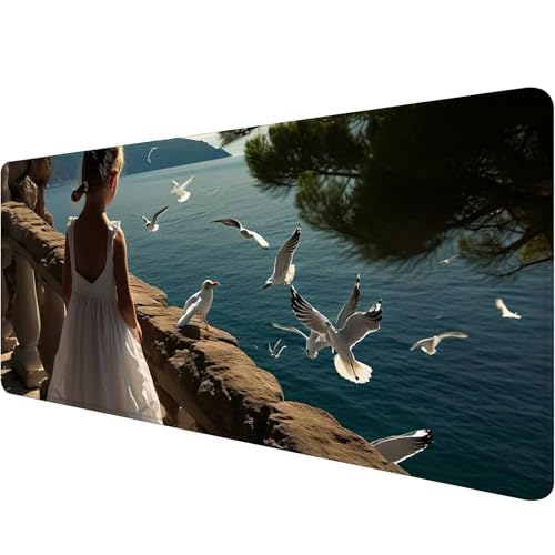 Gaming Mauspad 900 x 400 x 3 mm, Grau Mousepad XXL Groß Mauspad Mädchen Schreibtischunterlage mit Vernähte Kanten, Wasserdicht Mouse Pad für PC, Laptop Verbessert Präzision und Geschwindigkei I-9 von Xiaonu