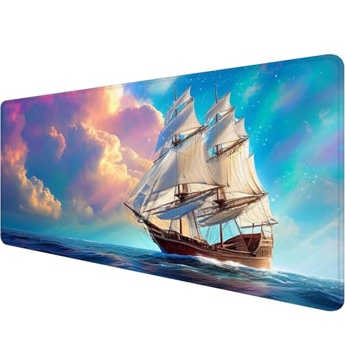 Mauspad 700 x 300 x 3 mm Blau Mousepad XXL Gaming Mauspad Meer Schreibtischunterlage mit Vernähte Kanten Wasserdicht Anti-Rutsch Mousepad Groß Erweiterter Schreibtisch Schutz für Gaming Office B-8 von Xiaonu