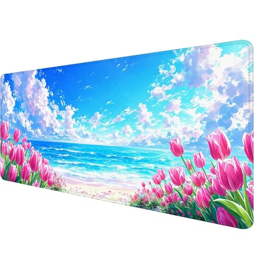 Mauspad 800 x 300 x 3 mm Blau Mousepad XXL Gaming Mauspad Meer Schreibtischunterlage mit Vernähte Kanten Wasserdicht Anti-Rutsch Mousepad Groß Erweiterter Schreibtisch Schutz für Gaming Office Y-8 von Xiaonu