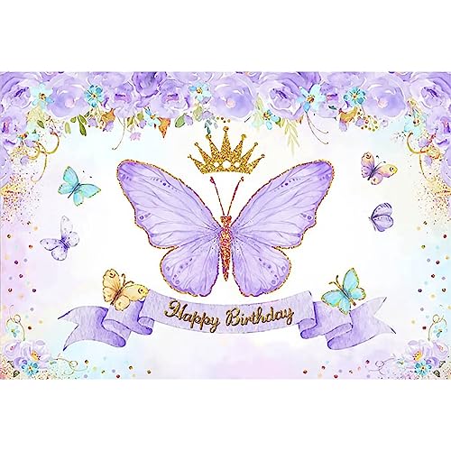 Xiaoterna Lila Schmetterling Geburtstag Hintergrund Vinyl 2,5x1,8m Xiaoterna Lila Schmetterling Geburtstag Hintergrund Vinyl 2,5x1,8m von Xiaoterna