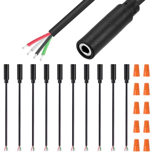 Xiatiaosann 3,5-mm-Buchsenstecker auf blankes Kabel, 1/8"-Buchsenstecker auf offenes Ende TRRS 4-poliges Mono-Audiokabel für Kopfhörer, Headset, Ohrhörer mit Kabelendkappen (18 Stück) von Xiatiaosann