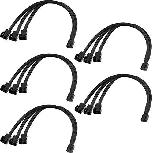 Xiatiaosann 4 Pin PWM Lüfternaber PC Lüfter Verlängerungskabel, 5er Pack Computer Lüfterkabel Adapter 1 bis 3 Konverter Kompatibler 3 pin Lüfter von Xiatiaosann