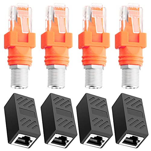 Xiatiaosann 4PCS RF zu RJ45 Converter Connector RF Buchse auf RJ45 Male Koaxial Barrel Koppler Adapter für Wire Tracker mit 4PCS RJ45 Koppler von Xiatiaosann