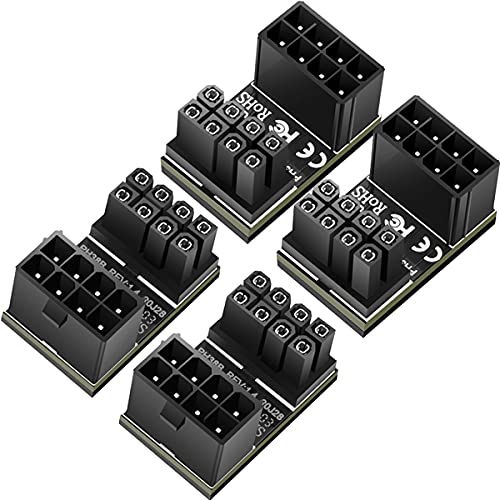 Xiatiaosann ATX Netzadapter 8-pin Stecker Grafikkarte 180-Grad Vertikale Stromkabel Adapter, 4er-Pack 8-polige Buchse auf 8-poligen Stecker(2 Stile) von Xiatiaosann