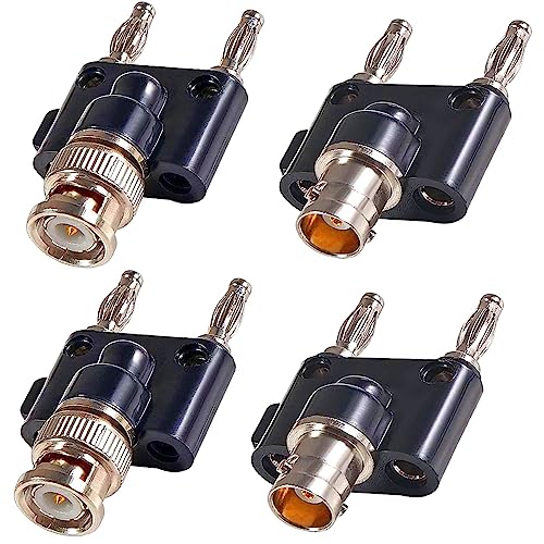 Xiatiaosann BNC Stecker auf Dual Bananenstecker und BNC Buchse auf Dual Bananenstecker, Polklemmen, RF-Koaxial-Adapter, BNC auf Bananen-Koax-Klinkenstecker (4er-Pack) von Xiatiaosann