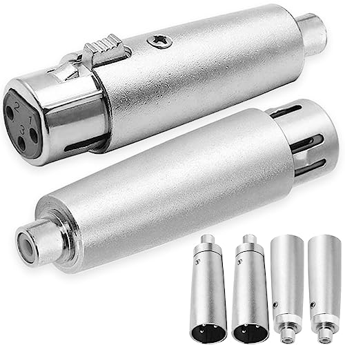 Xiatiaosann Cinch auf XLR 3-Pin Stecker Adapter für Mikrofonkabel Rührgerät, Audio Buchse Konverter RCA Koppler für Stereo-Verstärker, Silber, 6 Stück von Xiatiaosann