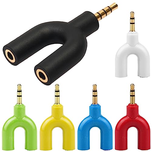 Xiatiaosann Kopfhörer Audio Y-Splitter Adapter, 3,5mm Stereo Stecker auf 2 Port 3,5mm Buchse, Adapter kompatibel mit Headset, für Kopfhörer, für iPhone, für iPad, für MP3 (6 Stück, 6 Farben) von Xiatiaosann
