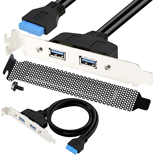 Xiatiaosann USB 3.0 Mainboard 20pin Intern Adapterkabel PCI Slotblech, Dual USB Typ-A-Buchse auf Motherboard USB 3.0 19-pin Konverter Kabel von Xiatiaosann