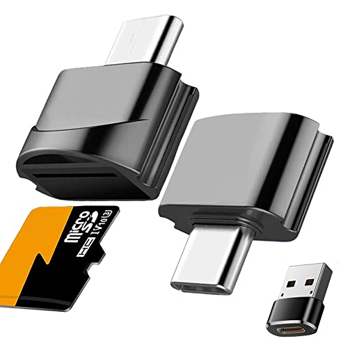 Xiatiaosann USB C auf Micro SD TF Kartenleser, Typ C auf Micro SD OTG Smart Memory Reader Adapter kompatibel für Mac für iPad Pro für Samsuang für Android Phone, mit Typ C auf USB Adapter (2 Stück) von Xiatiaosann