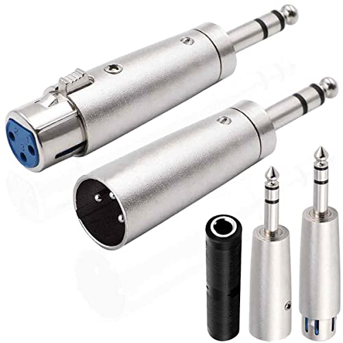 Xiatiaosann XLR Stecker 3-pin auf 6,35 mm Klinke Buchse Mikrofon Adapter Audio Stereo TRS Konverter-Anschluss, XLR zu 1/4 Zoll Stecker Buchse, 4 Stück von Xiatiaosann