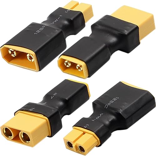 Xiatiaosann XT90 Stecker auf XT60 Buchse Konverter Adapter für LiPo Akku Modellbau Electric Quad/ESC, RC-Netzteil Anschluss Klinken Adapter, 4 Stück von Xiatiaosann