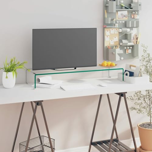 TV-Tisch/Bildschirmerhöhung, Xichuzi Monitorständer, Monitorerhöhung, Laptop Halterung, Druckerständer, Monitor Erhöhung Schreibtisch, Glas Transparent 90x30x13 cm TV-Tisch/Bildschirmerhöhung, Xichuzi Monitorständer, Monitorerhöhung, Laptop Halterung, Druckerständer, Monitor Erhöhung Schreibtisch, Glas Transparent 90x30x13 cm von Xichuzi