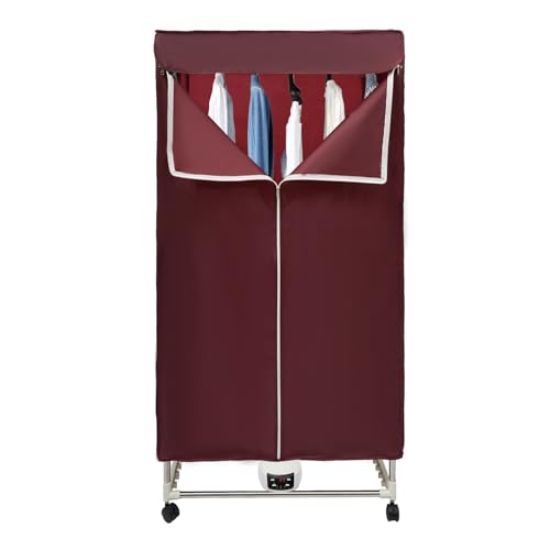 Elektrischer Wäschetrockner 1500W Tragbarer Kleiderschrank Warmlufttrockner, Klappbare Trockenmaschine mit Fernbedienung und Timer, Doppel Schicht Design, für Zuhause (Rot) von Xigner