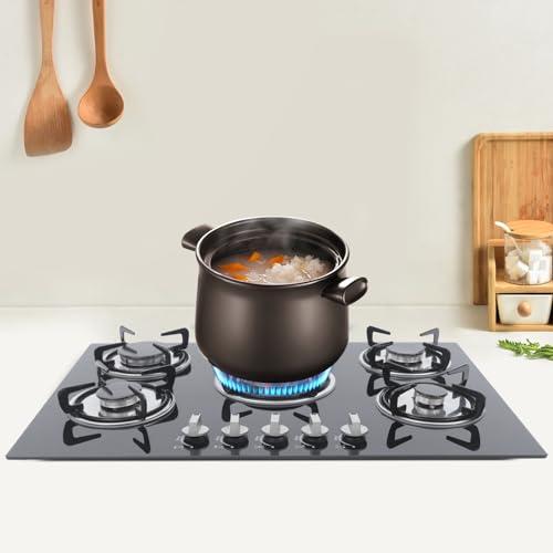 Xigner 5-flammiges Glas Gaskochfeld - Einbau Gasherd Glas Gaskocher 5 Kochplatten autark Gaskochfelder für LPG/Erdgas, Jedes Kochgeschirr Xigner 5-flammiges Glas Gaskochfeld - Einbau Gasherd Glas Gaskocher 5 Kochplatten autark Gaskochfelder für LPG/Erdgas, Jedes Kochgeschirr von Xigner