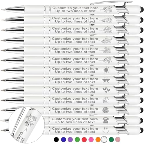 Xihedfd Personalisierte Kugelschreiber mit Gravur Custom Stylus Kugelschreiber mit Namen Text Logo Geburtsblume Personalisierte Metall Stift Geschenk für Büro Business Schule-30 Stück von Xihedfd