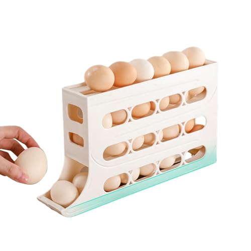 Eier Aufbewahrung Kühlschrank, Kühlschrank Organizer, Eierspender Kühlschrank, Platzsparender Eierspender-Halter, Stapelbarer Eier Organizer, Automatische Eier Frische Aufbewahrungsbox Für Kühlschrank von Xiixuuj