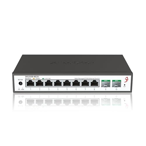 8-Port 2.5G Switch (Web-Managed, 8× 100M/1000M/2.5G RJ45 + 2× 10G SFP+, Lüfterlos, Bridge-VLAN, Desktop/Rack) Managed Netzwerkswitch von XikeStor