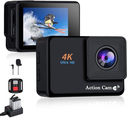 Action Cam 4k 16Mp WiFi Helmkamera 2,4G Fernbedienung Unterwasser 40m wasserdichte Kamera Externes Mikrofon 2x1350mAh Akku und Montagezubehör (APP wurde auf X-Sport Pro aktualisiert) von Xilecam