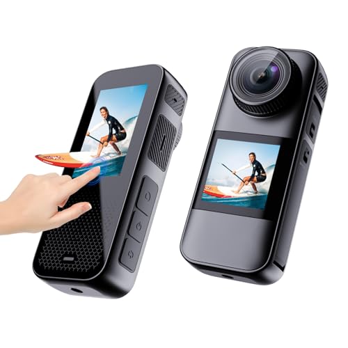 Xilecam Dual Screen Action Cam 4K 60FPS 2,2”-HD-Touchscreen, wasserdichte Kamera mit Antishake Helmkamera und Montagezubehör für Unterwasserkamera (HC09) von Xilecam