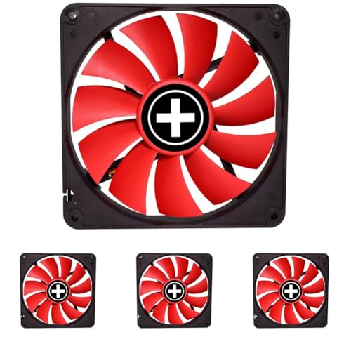 Xilence XPF140.R.PWM 140mm PWM Gehäuselüfter, 4PIN, rot/schwarz (Packung mit 4) von Xilence