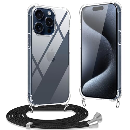 Xiltlly Handykette Hülle für iPhone 15 Pro mit Band, Transparent TPU Silikon Handyhülle mit Kordel, Durchsichtig Anti-Fall Schutzhülle mit Kette zum Umhängen für iPhone 15Pro, Schwarz Xiltlly Handykette Hülle für iPhone 15 Pro mit Band, Transparent TPU Silikon Handyhülle mit Kordel, Durchsichtig Anti-Fall Schutzhülle mit Kette zum Umhängen für iPhone 15Pro, Schwarz von Xiltlly