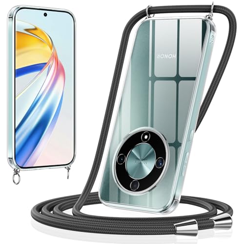 Xiltlly Handykette für Honor Magic 6 Lite 5G Hülle mit Band Kette Handyhülle TPU Silikon Transparent zum Umhängen Stoßfest mit Kordel Necklace Schnur Schutzhülle Bumper Case für Magic 6 Lite, Schwarz Xiltlly Handykette für Honor Magic 6 Lite 5G Hülle mit Band Kette Handyhülle TPU Silikon Transparent zum Umhängen Stoßfest mit Kordel Necklace Schnur Schutzhülle Bumper Case für Magic 6 Lite, Schwarz von Xiltlly