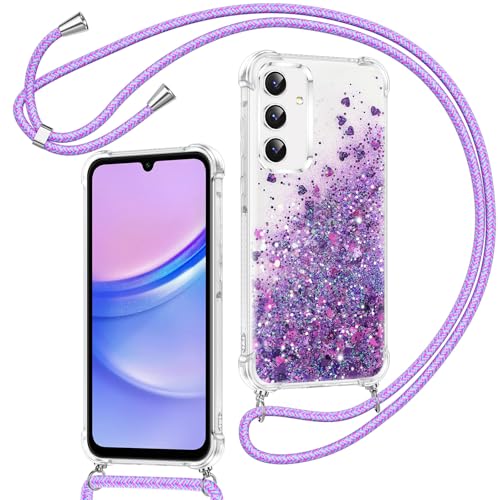 Xiltlly Handykette für Samsung Galaxy A15 4G/5G Hülle mit Band,Glitzer Flüssig Durchsichtig Transparent Silikon Handyhülle mit Kette Kordel zum Umhängen Necklace Stoßfest Kratzfest Schutzhülle,Violett Xiltlly Handykette für Samsung Galaxy A15 4G/5G Hülle mit Band,Glitzer Flüssig Durchsichtig Transparent Silikon Handyhülle mit Kette Kordel zum Umhängen Necklace Stoßfest Kratzfest Schutzhülle,Violett von Xiltlly