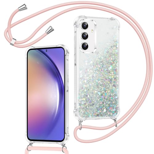 Xiltlly Handykette für Samsung Galaxy A54 5G Hülle mit Band, Glitzer Flüssig Durchsichtig Transparent Silikon Handyhülle mit Kette Kordel zum Umhängen Necklace Stoßfest Kratzfest Schutzhülle, Silber Xiltlly Handykette für Samsung Galaxy A54 5G Hülle mit Band, Glitzer Flüssig Durchsichtig Transparent Silikon Handyhülle mit Kette Kordel zum Umhängen Necklace Stoßfest Kratzfest Schutzhülle, Silber von Xiltlly