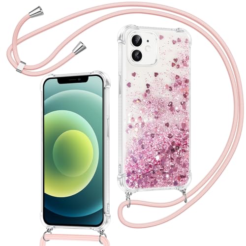 Xiltlly Handykette für iPhone 12 Mini Hülle mit Band, Glitzer Flüssig Durchsichtig Transparent Silikon Handyhülle mit Kette Kordel zum Umhängen Necklace Stoßfest Kratzfest Schutzhülle, Rosa Xiltlly Handykette für iPhone 12 Mini Hülle mit Band, Glitzer Flüssig Durchsichtig Transparent Silikon Handyhülle mit Kette Kordel zum Umhängen Necklace Stoßfest Kratzfest Schutzhülle, Rosa von Xiltlly