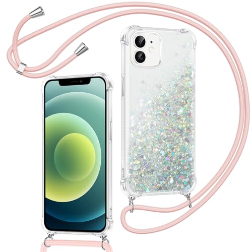 Xiltlly Handykette für iPhone 12 Mini Hülle mit Band, Glitzer Flüssig Durchsichtig Transparent Silikon Handyhülle mit Kette Kordel zum Umhängen Necklace Stoßfest Kratzfest Schutzhülle, Silber Xiltlly Handykette für iPhone 12 Mini Hülle mit Band, Glitzer Flüssig Durchsichtig Transparent Silikon Handyhülle mit Kette Kordel zum Umhängen Necklace Stoßfest Kratzfest Schutzhülle, Silber von Xiltlly